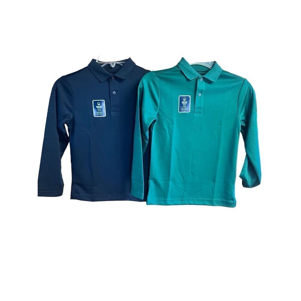 Izod (2) Boys Polo Shirts Sz XS (6-7) Black/ Green NWT
